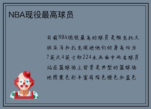 NBA现役最高球员