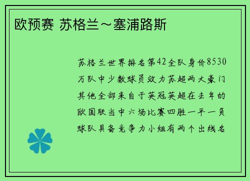 欧预赛 苏格兰～塞浦路斯
